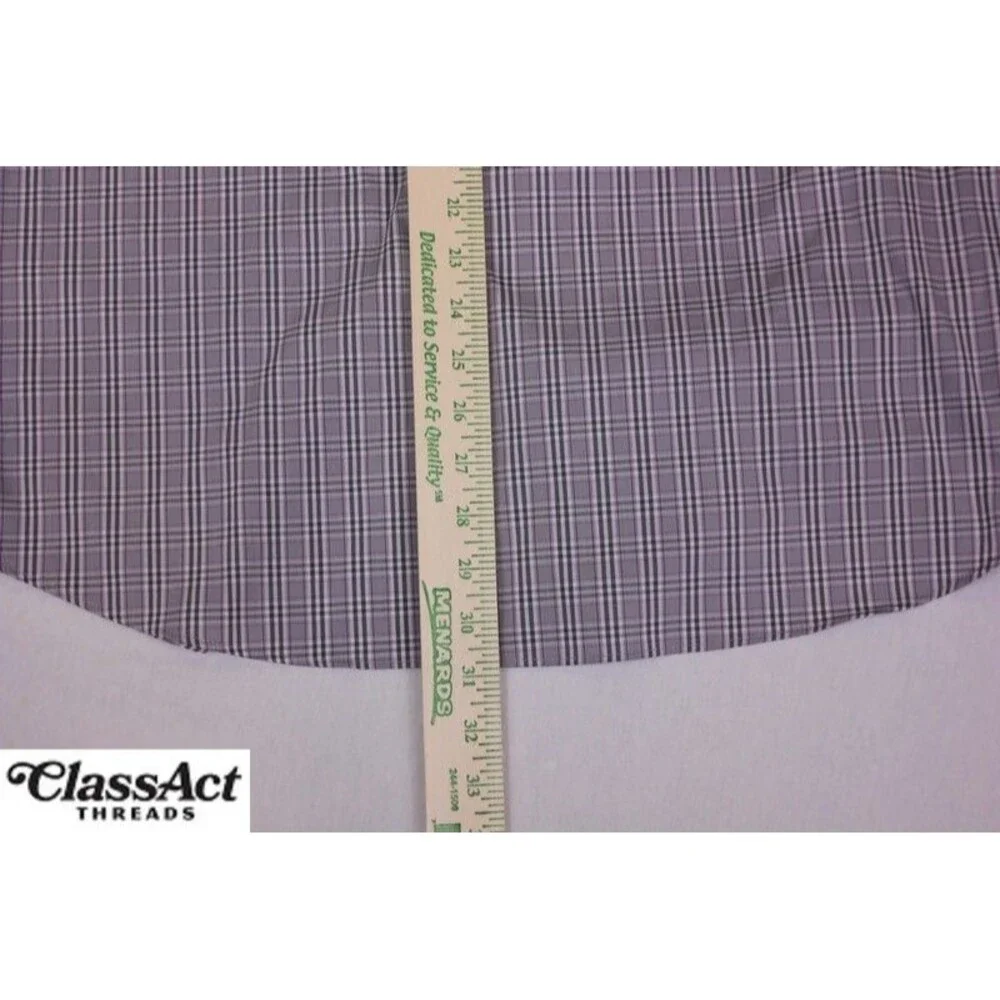 Lauren Ralph Lauren Gray Plaid Slim Fit Performance Stretch 17.5 XL Black Label - Picture 6 of 10